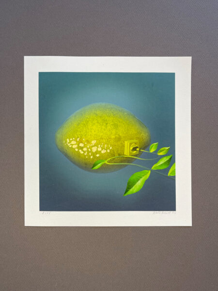 Lemon energy art print with golden leaf