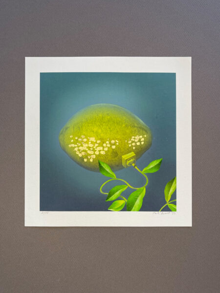 Lemon energy art print with golden leaf