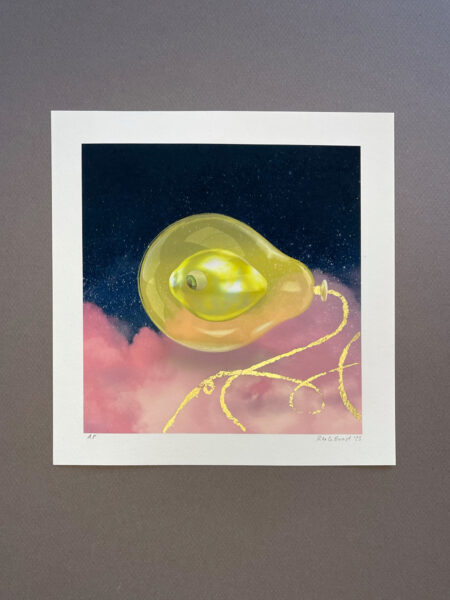 Balloon leeon art print and golden leaf