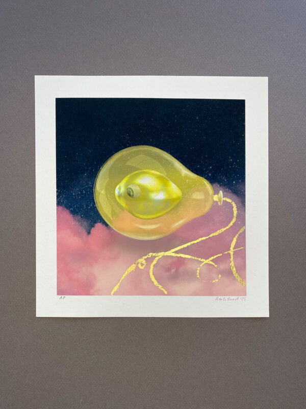 Balloon leeon art print and golden leaf