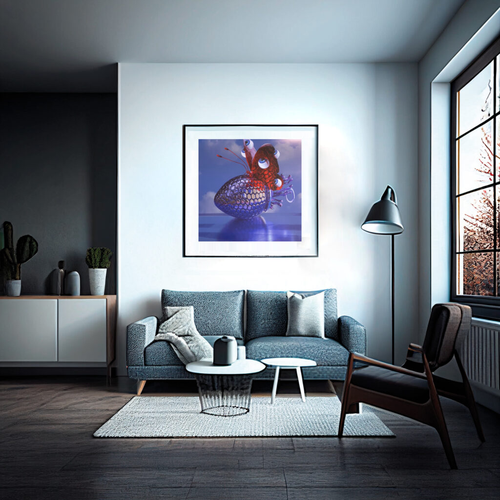 Art print framed in interior