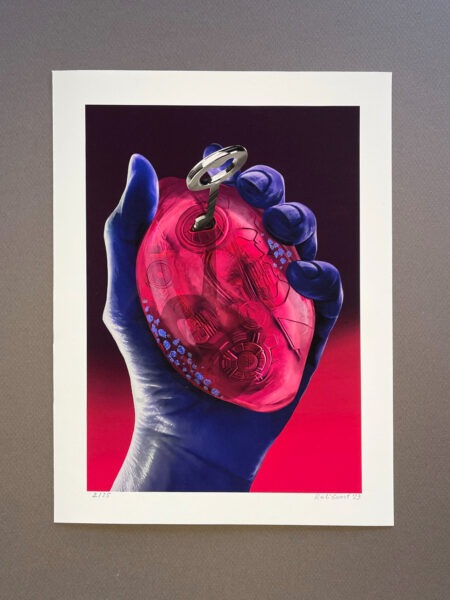 Hand with the magenta lemon blue folio added art print